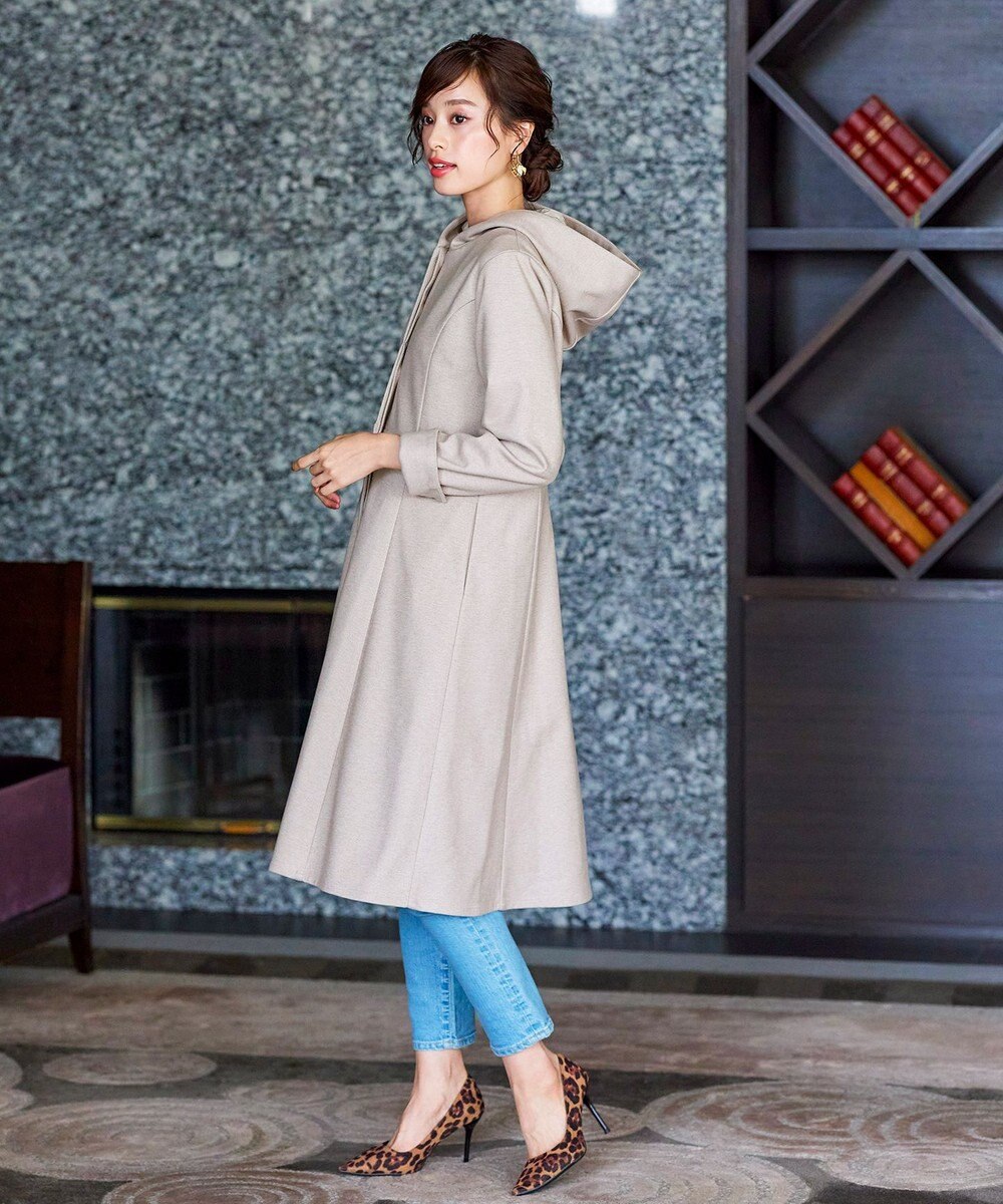 Tiaclasse ウール調フレアフードコート 