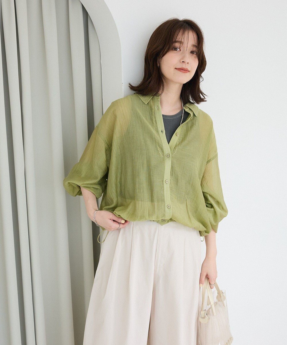 Green Parks 裾ドロストシアーシャツ 