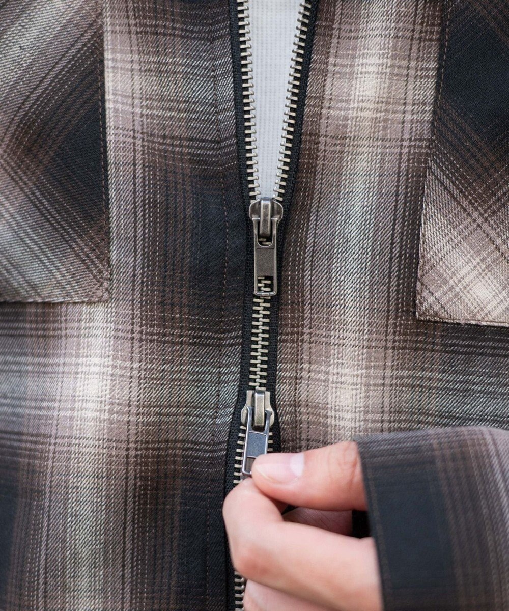 WEGO 【ユニセックス着用ITEM/MLサイズ展開】オンブレチェックシャツジャケット 