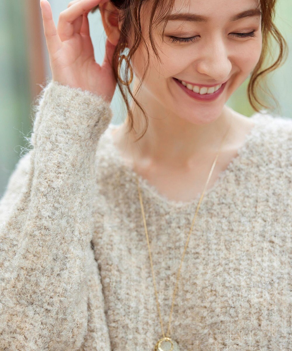 Tiaclasse L 【洗える】表情豊かなVネックMIX糸オーバーニット 