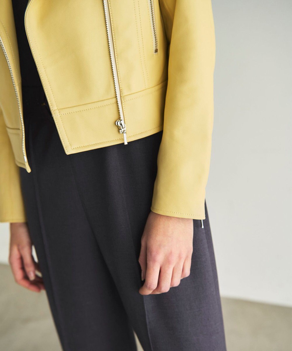 GRACE CONTINENTAL ノーカラーレザーライダースジャケット 