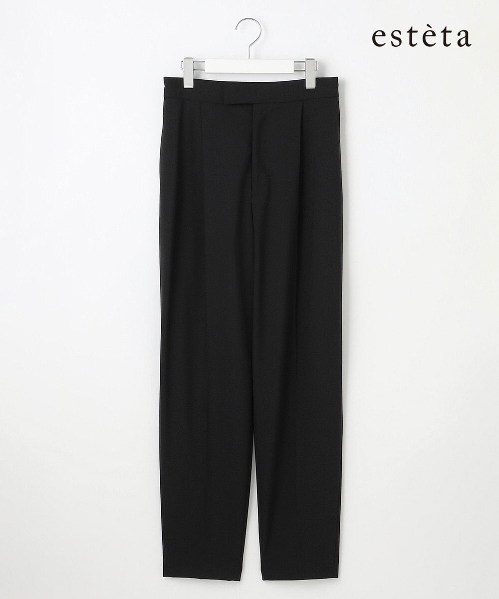23区 【エステータ】ウールトロドライストレッチ タックテーパード パンツ 