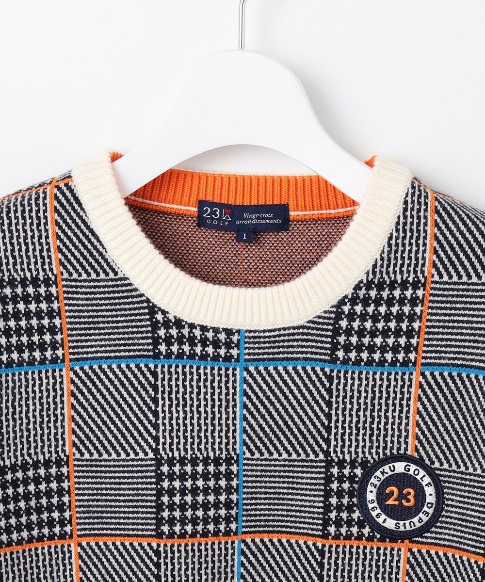 23区GOLF 【WOMEN】チェックジャガード クルーネック ニット 