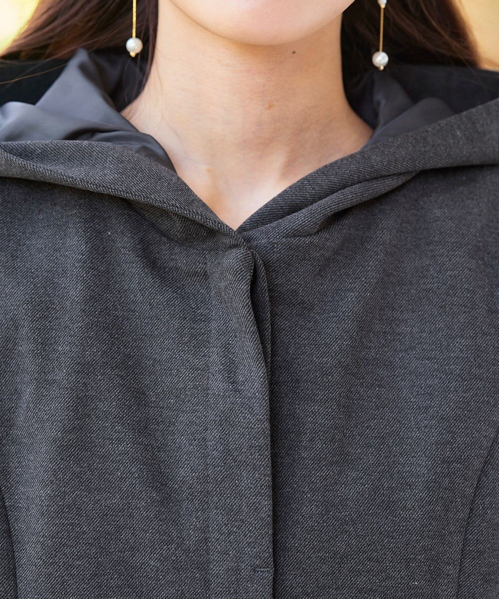 Tiaclasse ウール調フレアフードコート 