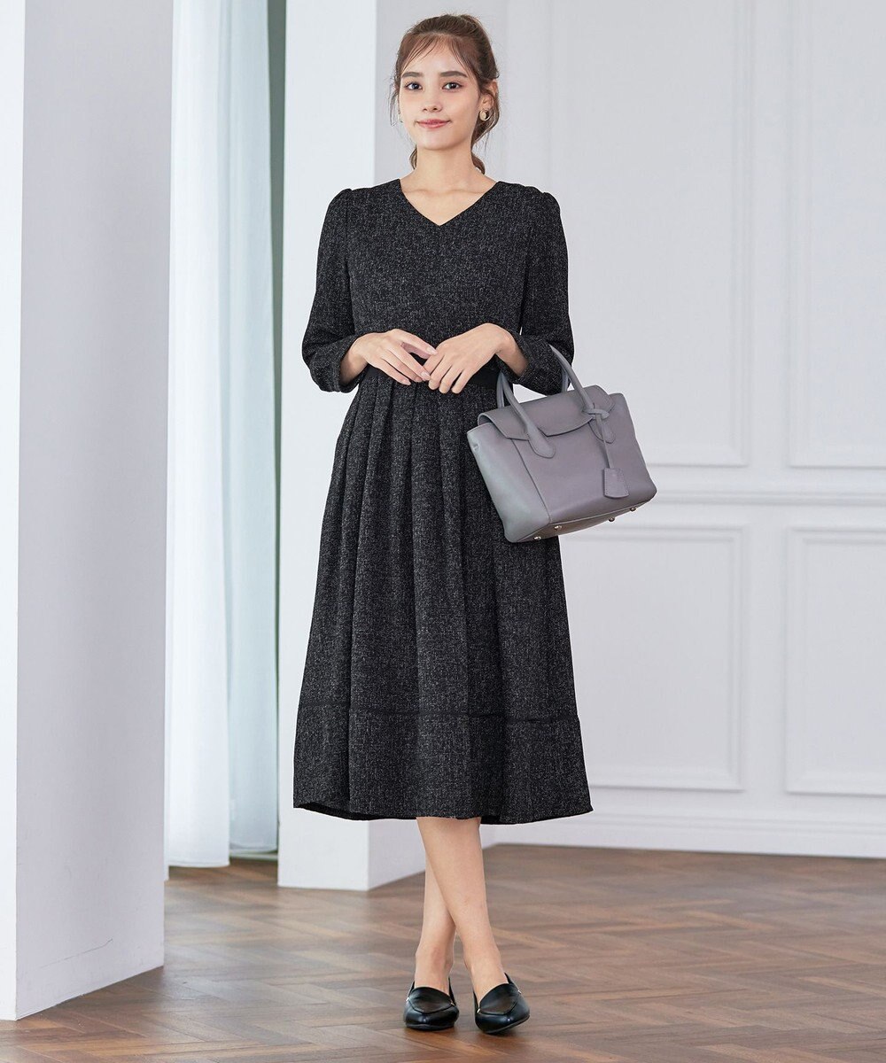 Tiaclasse 【洗える】配色パイピングフレアワンピース 