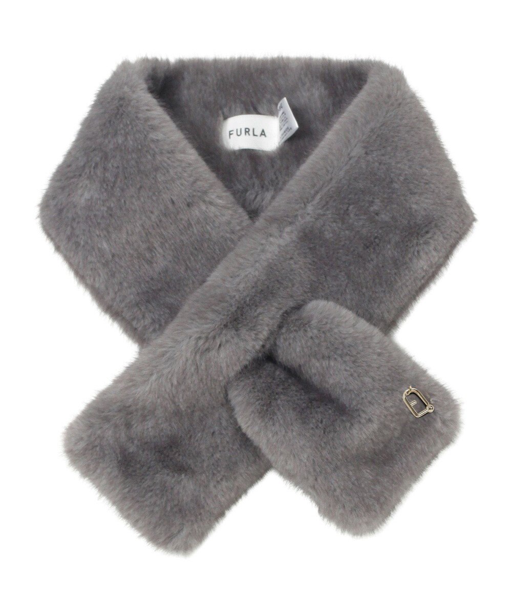 MOONBAT FURLA（フルラ）差し込みファーティペット マフラー アーチロゴ フェイクファー 