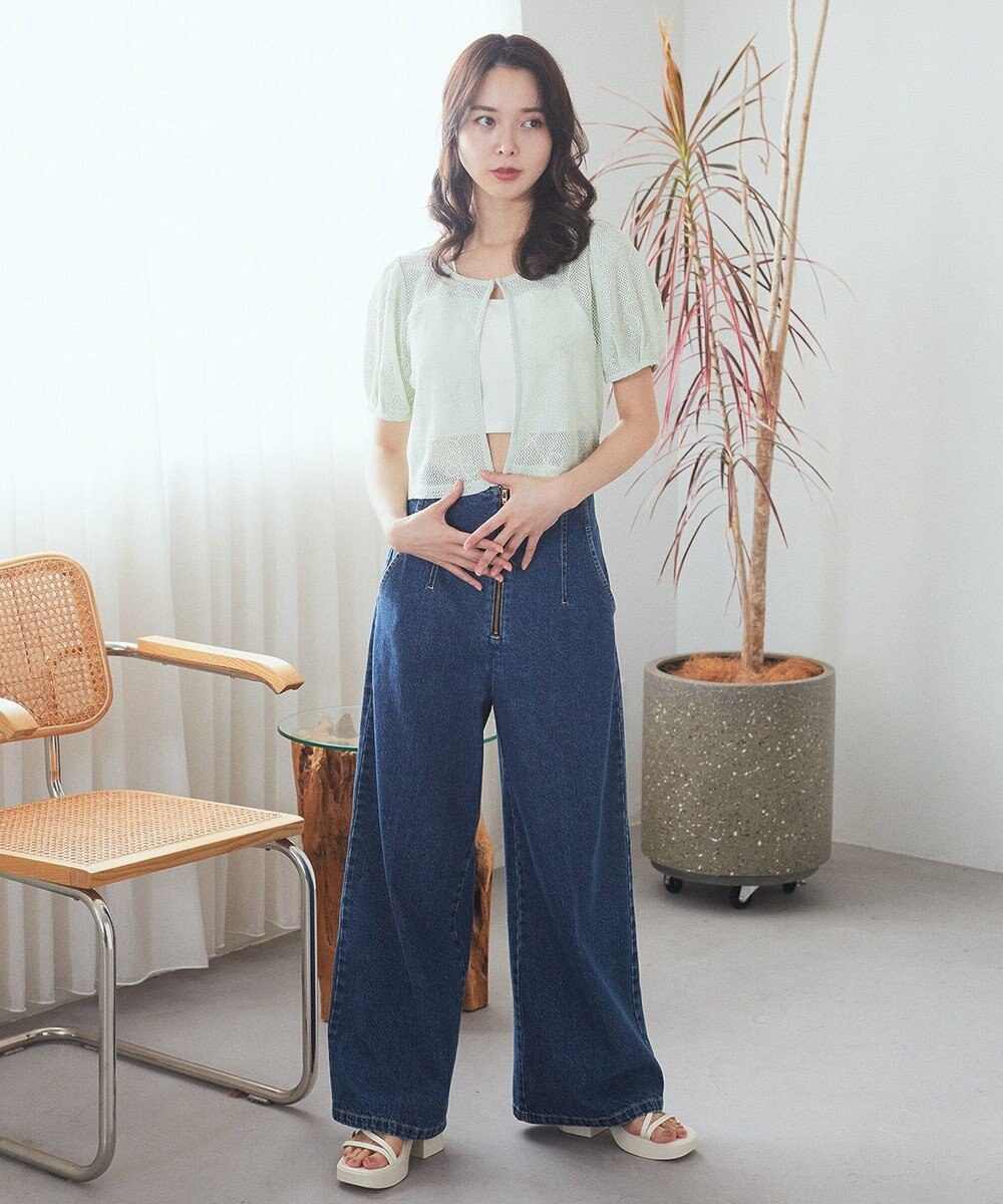 earth music&ecology フラワーコード刺繍カーディガン 