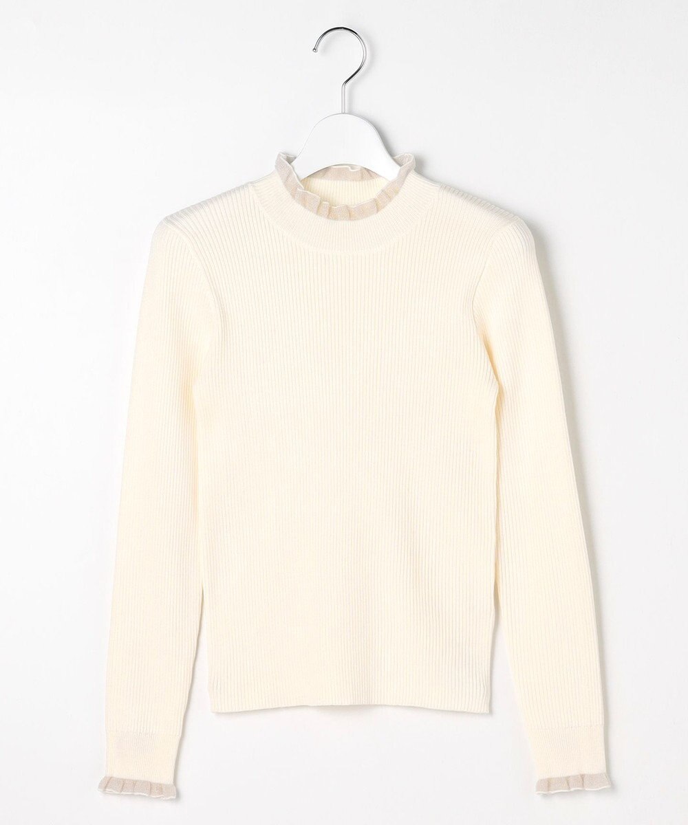 Feroux シアーフリル・ハイネックリブプルオーバー 