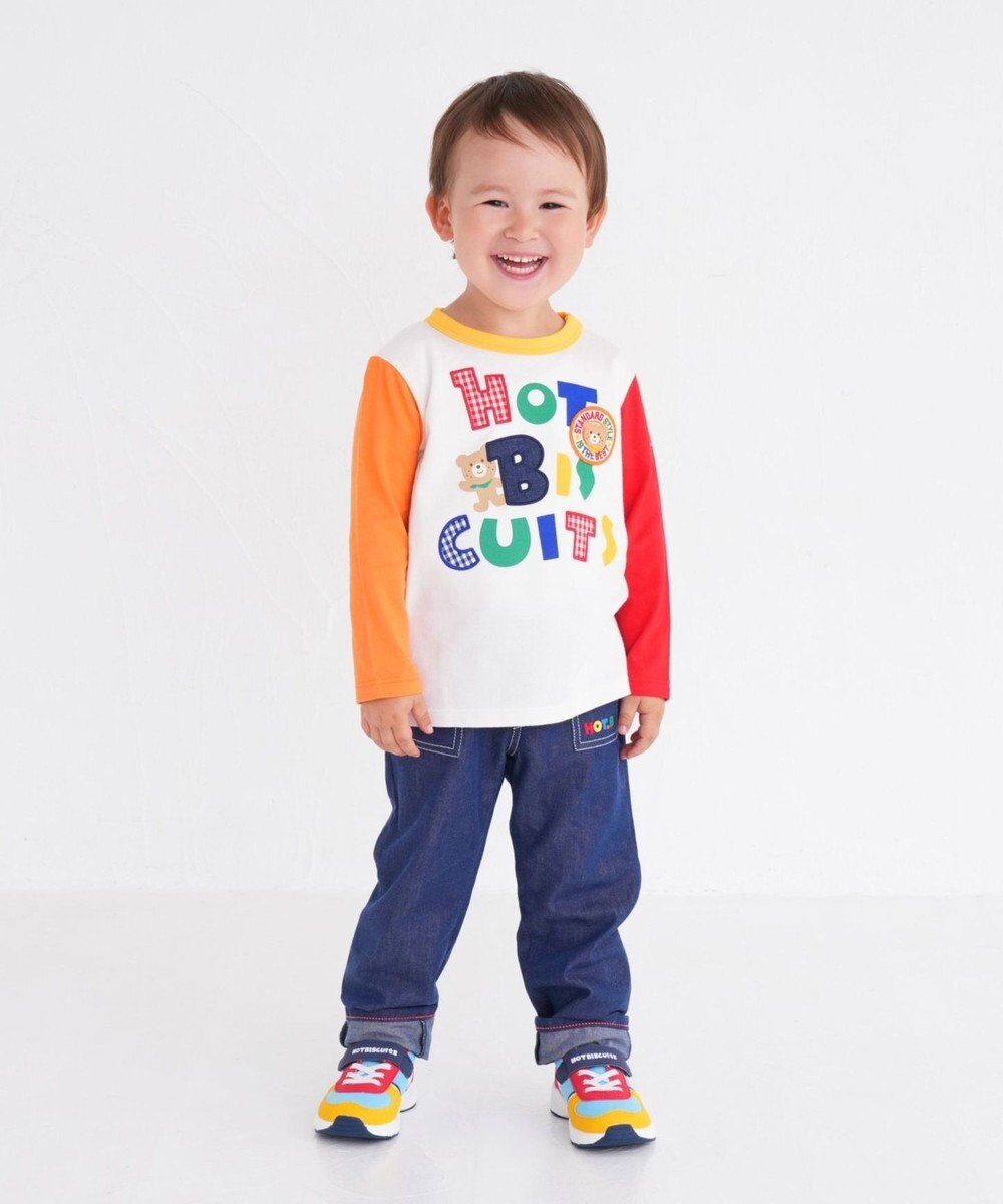 MIKI HOUSE HOT BISCUITS 【80-120cm】 カラフルロゴ 長袖Tシャツ 