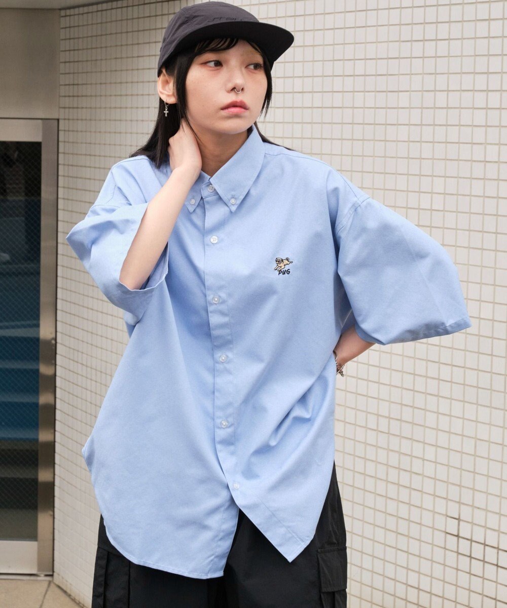 WEGO 【ユニセックス着用ITEM/MLサイズ展開】オックスフォードワンポイントシャツ（SS） 