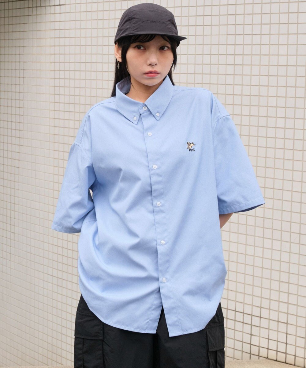 WEGO 【ユニセックス着用ITEM/MLサイズ展開】オックスフォードワンポイントシャツ（SS） 