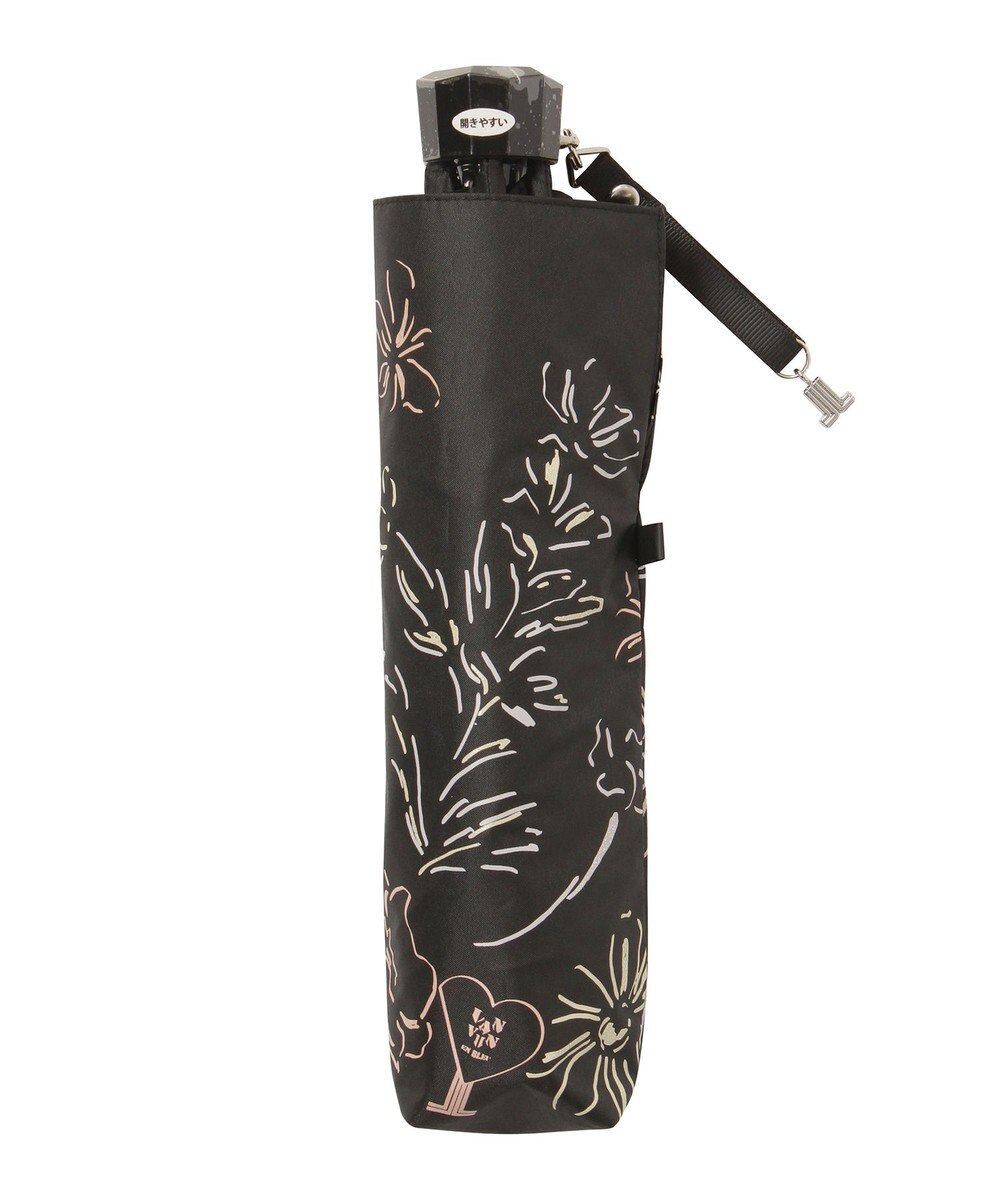 MOONBAT 【遮光率100％/遮熱/UV】LANVIN en Bleu (ランバン オン ブルー)晴雨兼用日傘 ドローイング フラワー 花柄 折りたたみ傘 簡単開閉 