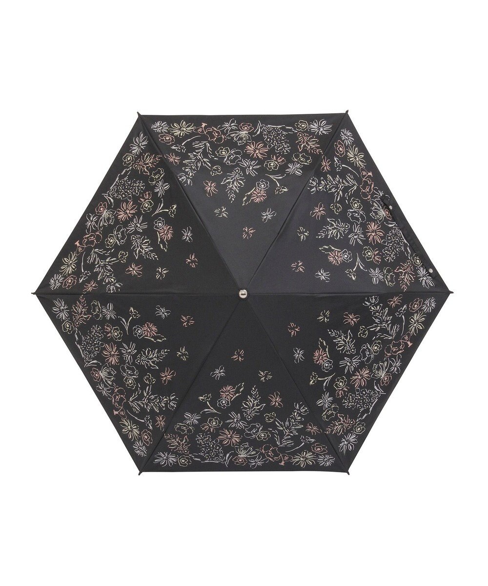 MOONBAT 【遮光率100％/遮熱/UV】LANVIN en Bleu (ランバン オン ブルー)晴雨兼用日傘 ドローイング フラワー 花柄 折りたたみ傘 簡単開閉 