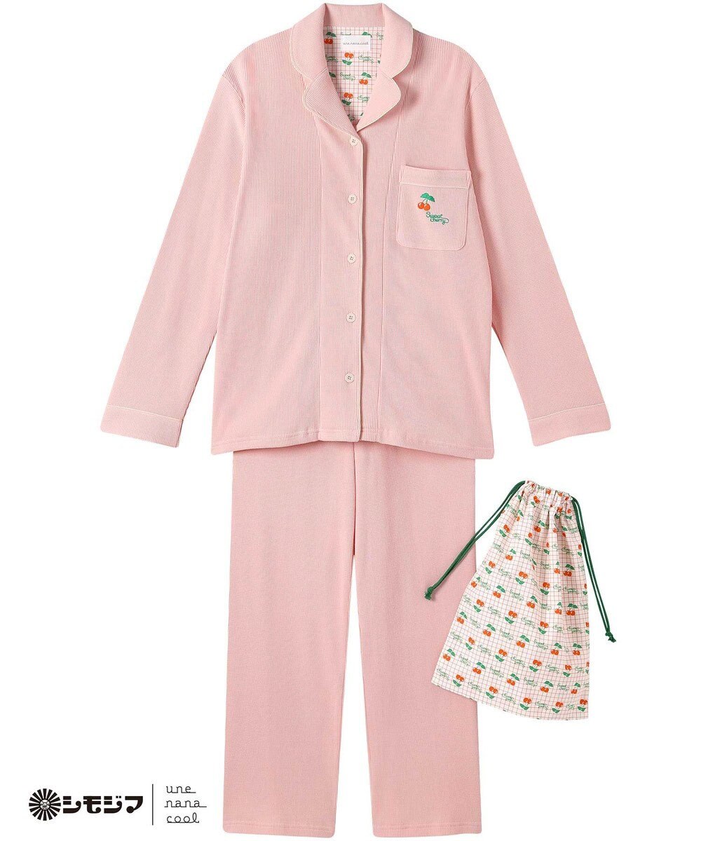 une nana cool MADE WITH シモジマ 【綿100%】開襟ワッフルパジャマ 