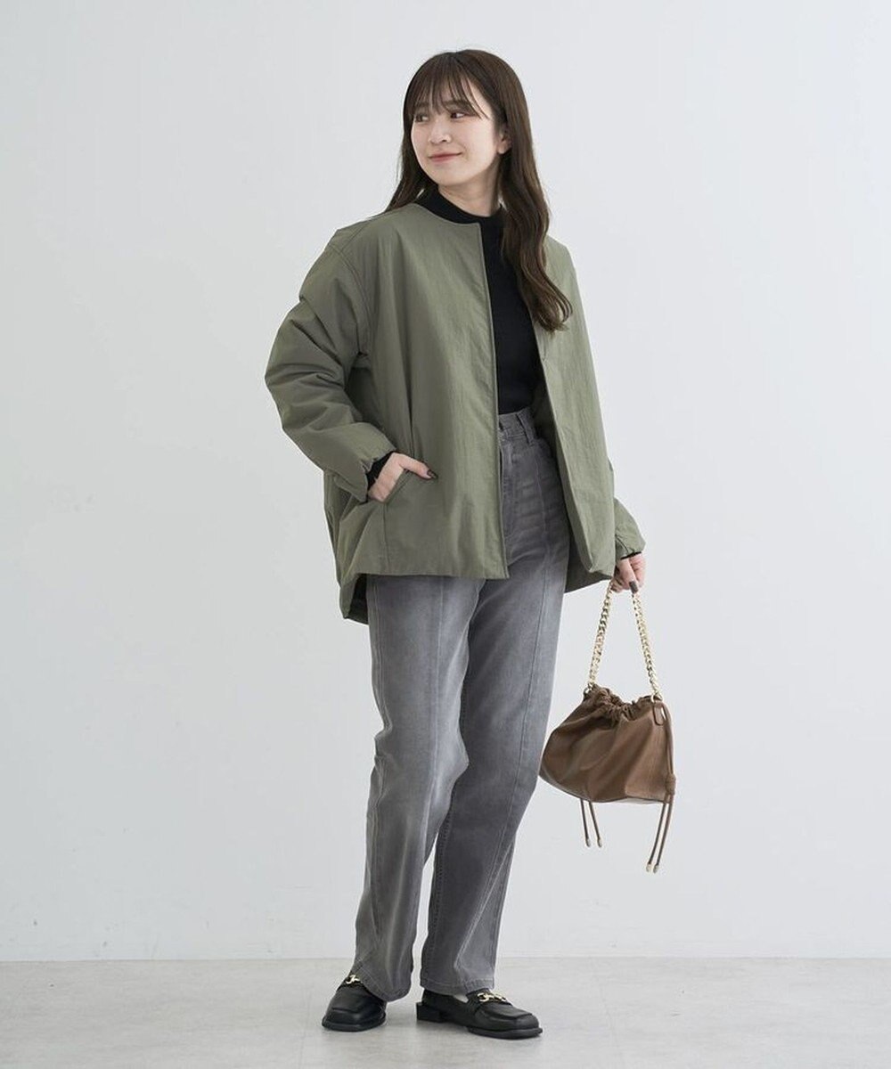 Green Parks シームレスライト中わたノーカラーブルゾン 