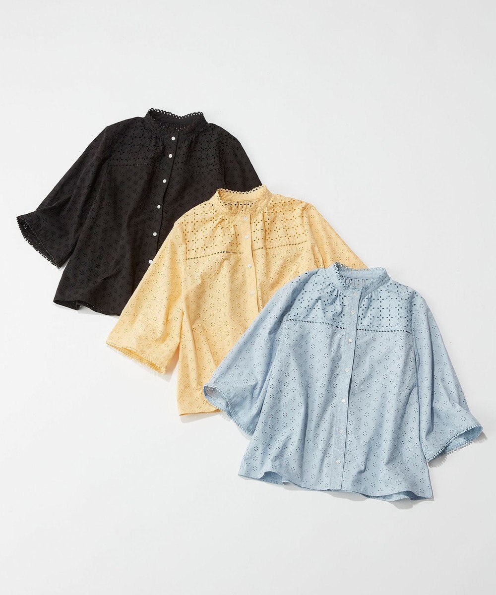 組曲 【WEB限定カラーあり】エンブロイダリーレース フレアスリーブブラウス 