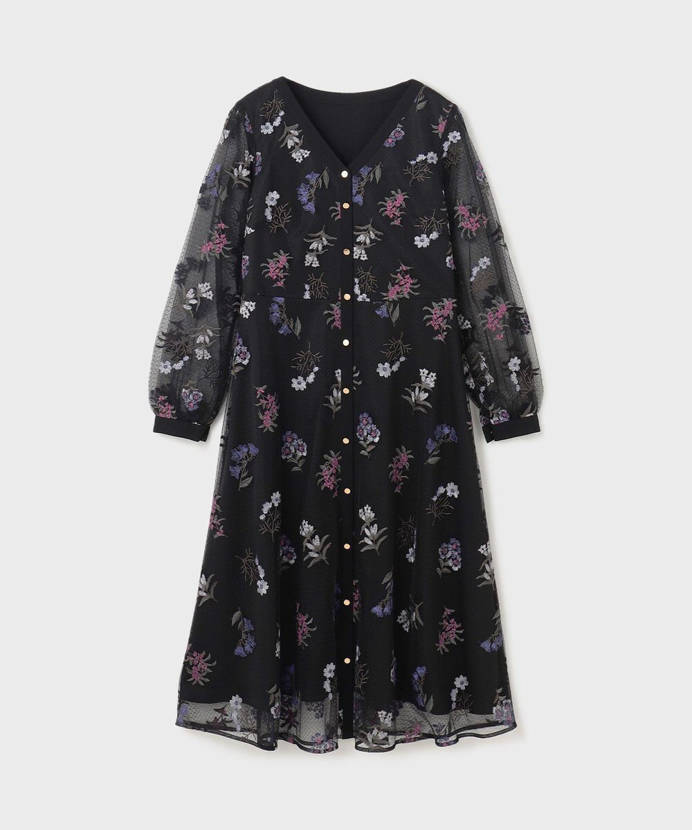 GRACE CONTINENTAL チュールフラワー刺繍ワンピース 