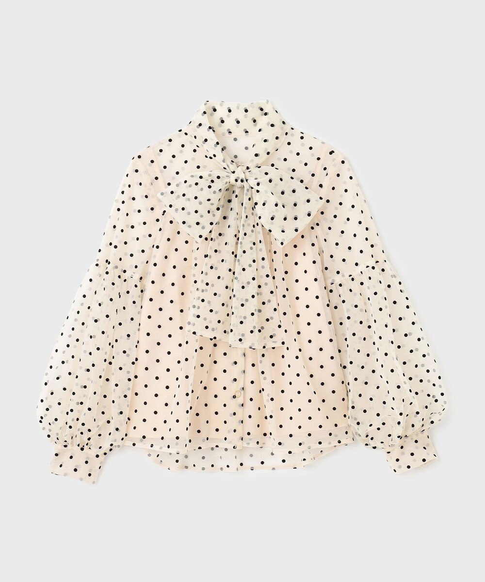 GRACE CONTINENTAL チュールドットボウタイブラウス 