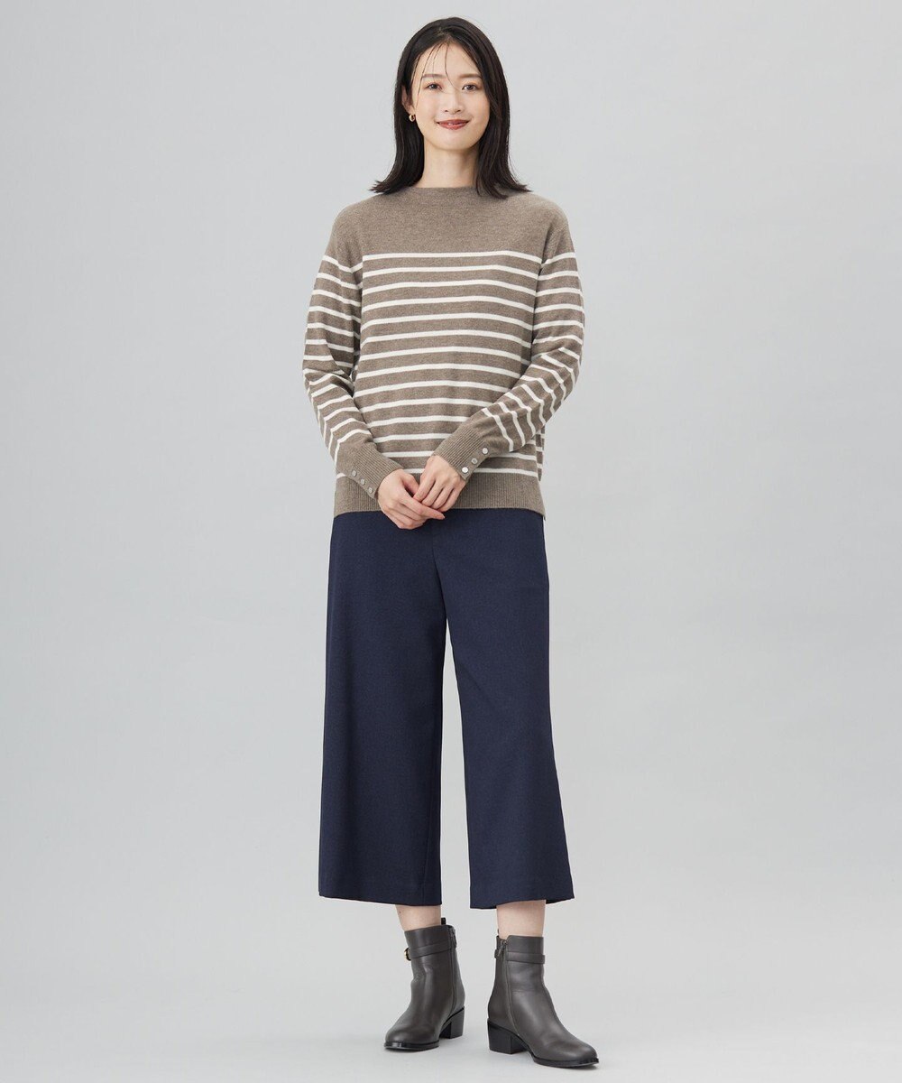 J.PRESS LADIES S 【洗える】SOFT TOUCH WOOL 立ち襟 ボーダー ニット 