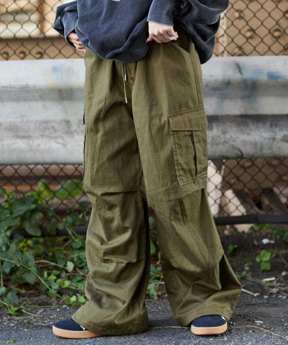 WEGO 【ウエストゴム/XSSMサイズ展開】ツイルイージーカーゴパンツ 