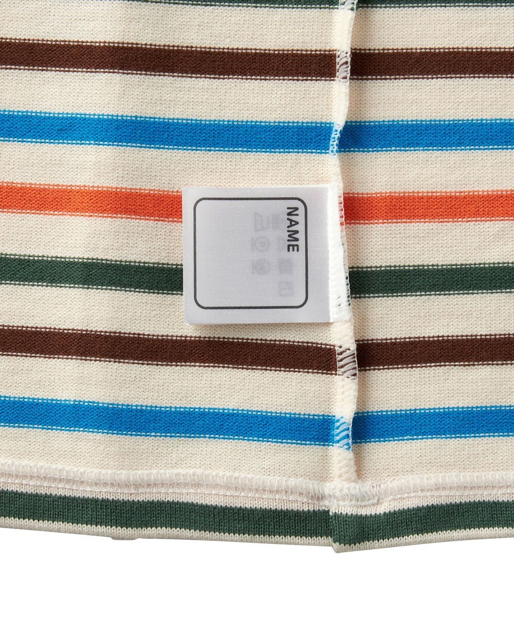 MIKI HOUSE HOT BISCUITS 【80-120cm】ボーダー柄 ワンポイント長袖Tシャツ 