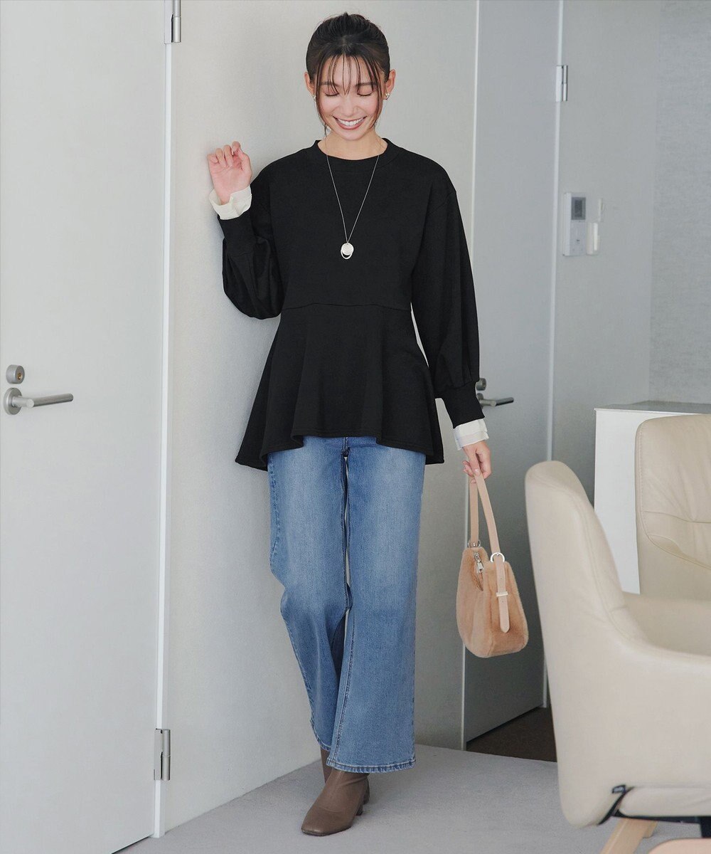 Tiaclasse 【吸水発熱・洗える】袖口ドッキングカットソープルオーバー 