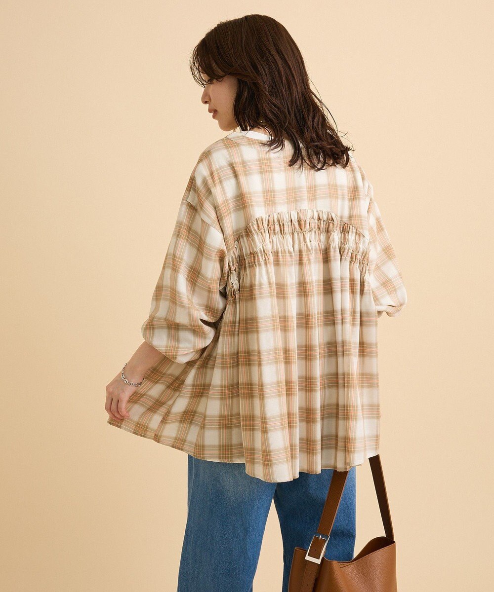 Green Parks 【しゃれシャツ】イージーケアＶネックチェックブラウス 