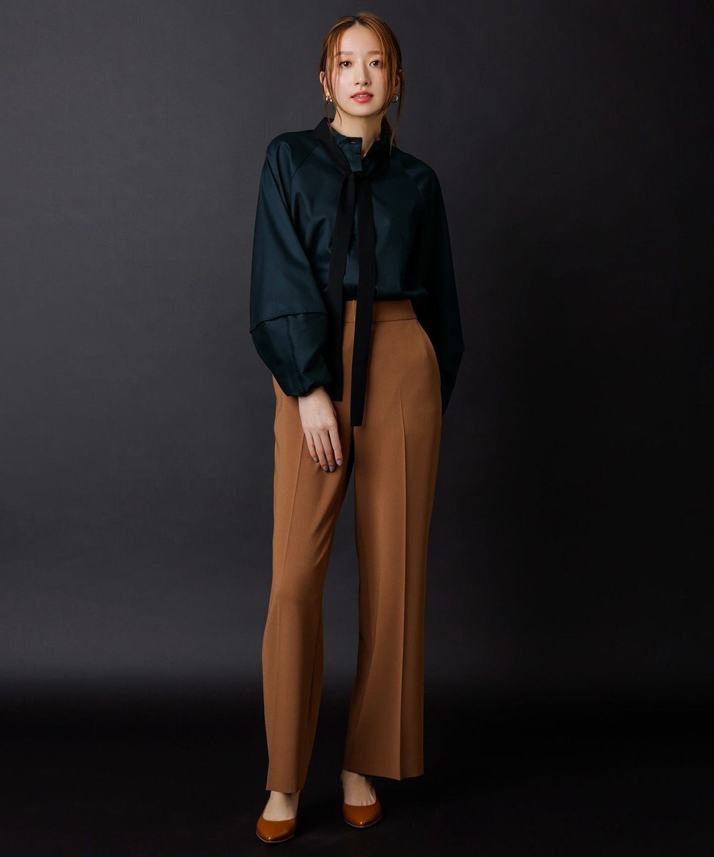 23区 トリアセダブルクロス ワイドストレート パンツ 