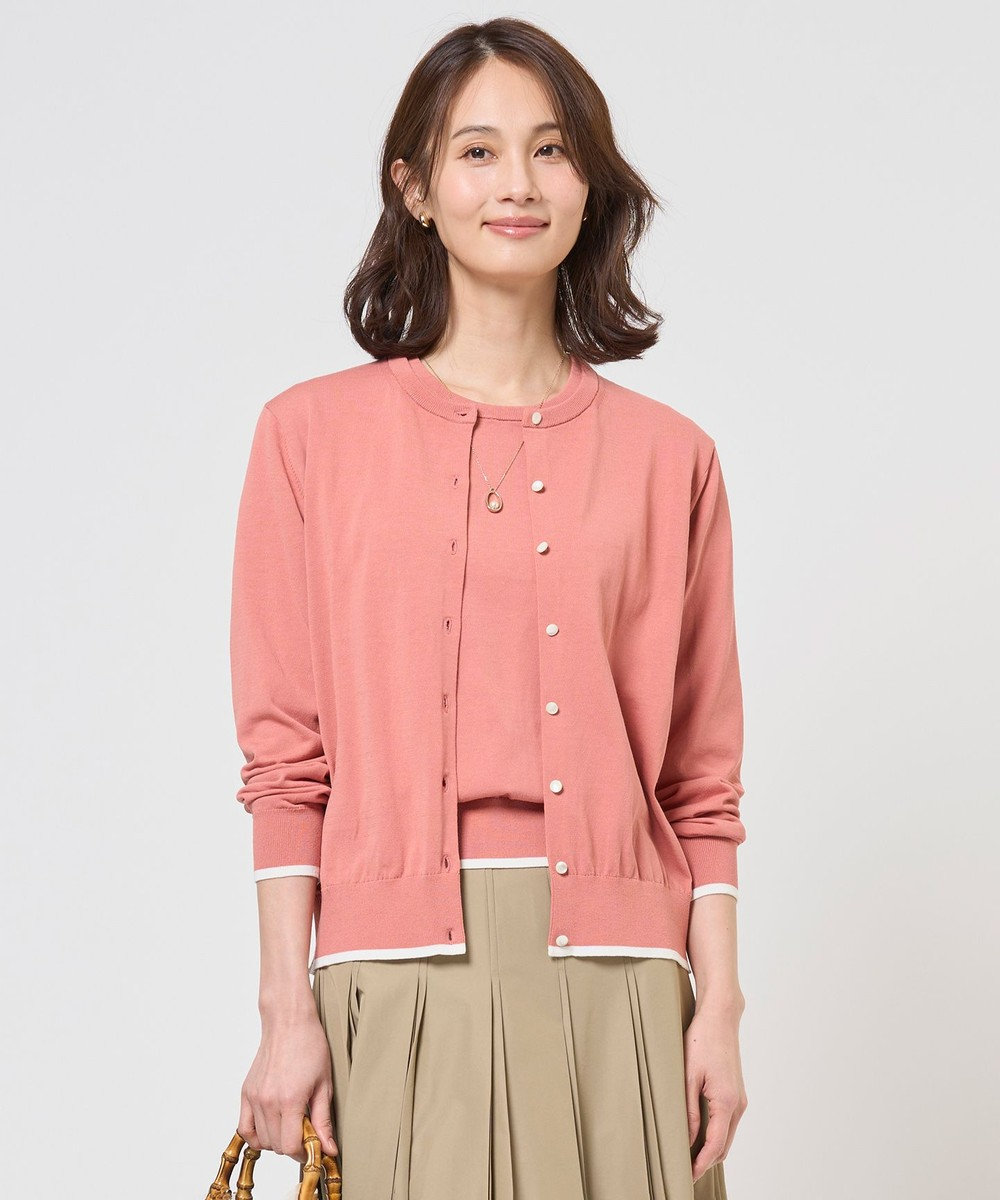 J.PRESS LADIES BASIC HT COTTON クルーネック カーディガン 