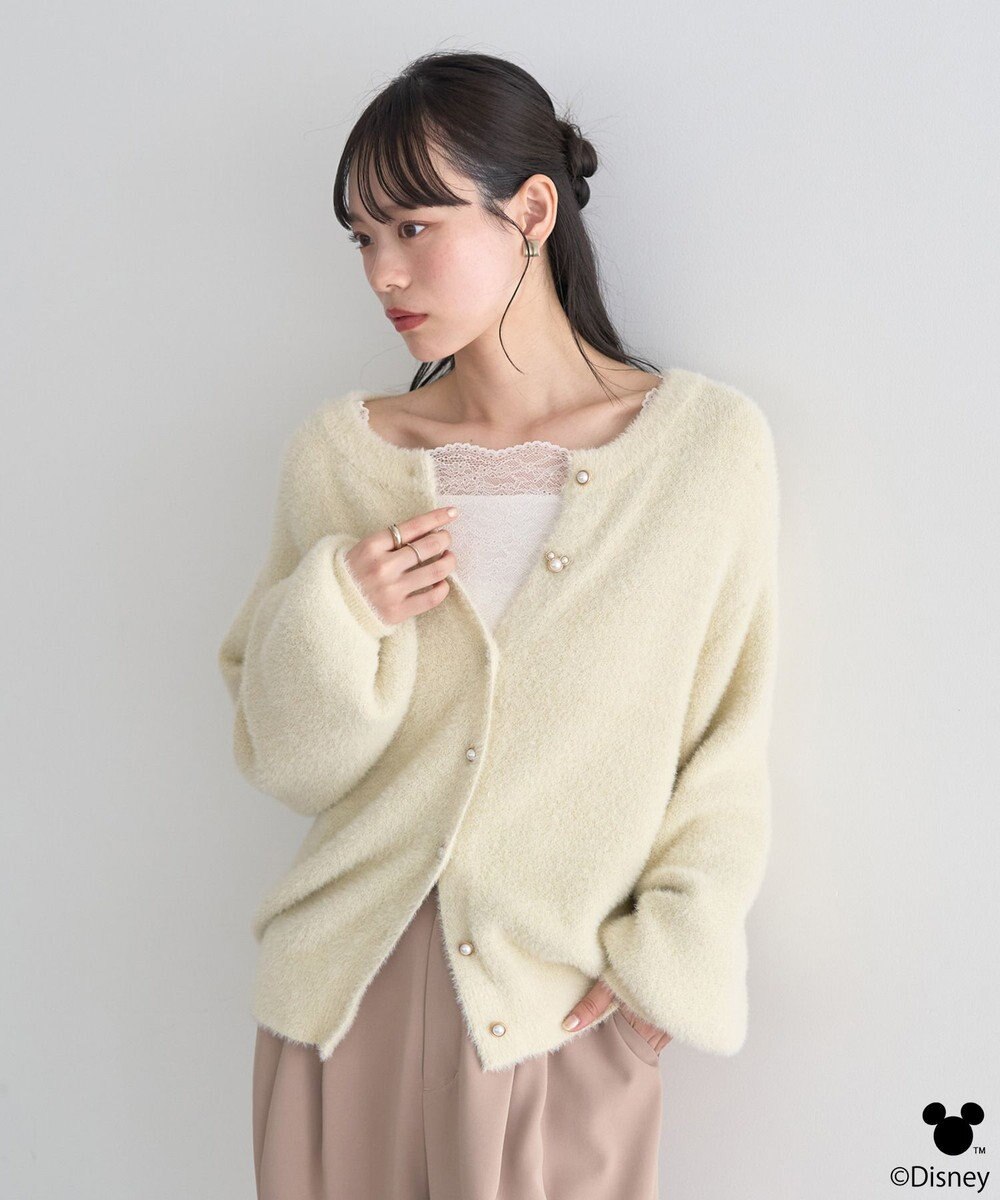 earth music&ecology 【予約】Disney/ポイントミッキーラメシャギーカーデ 