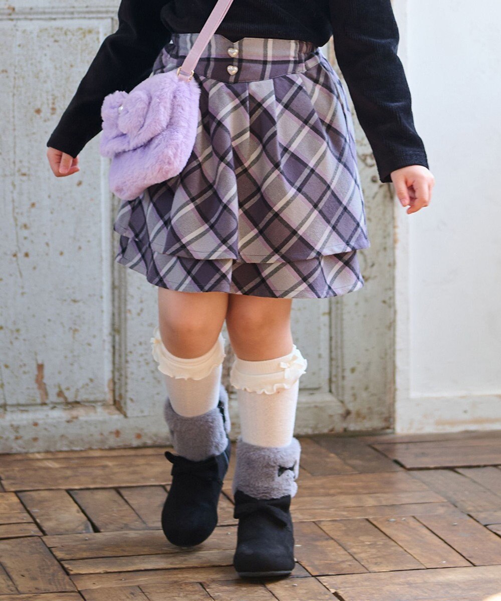 ANY KIDS シャギーチェックスカート 