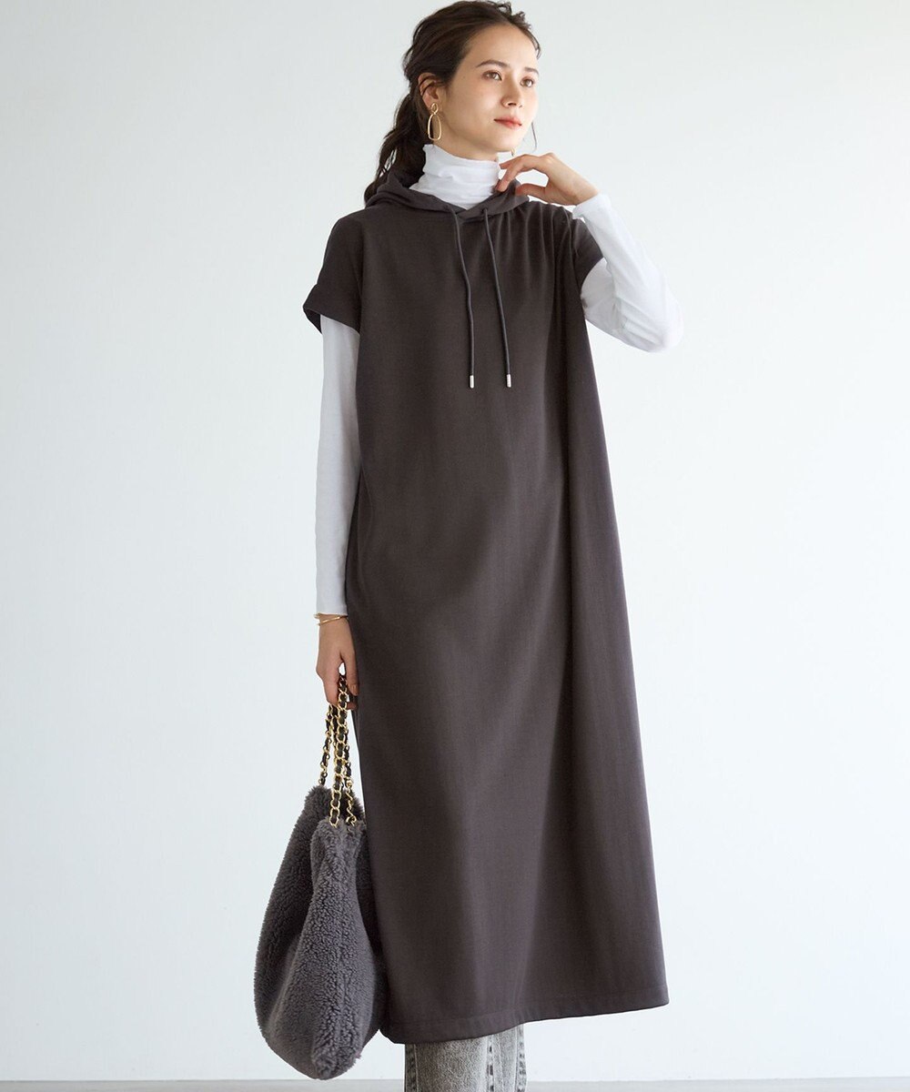 23区 L 【SLOW/一部店舗限定】コットンライクテリー フーディー ワンピース 
