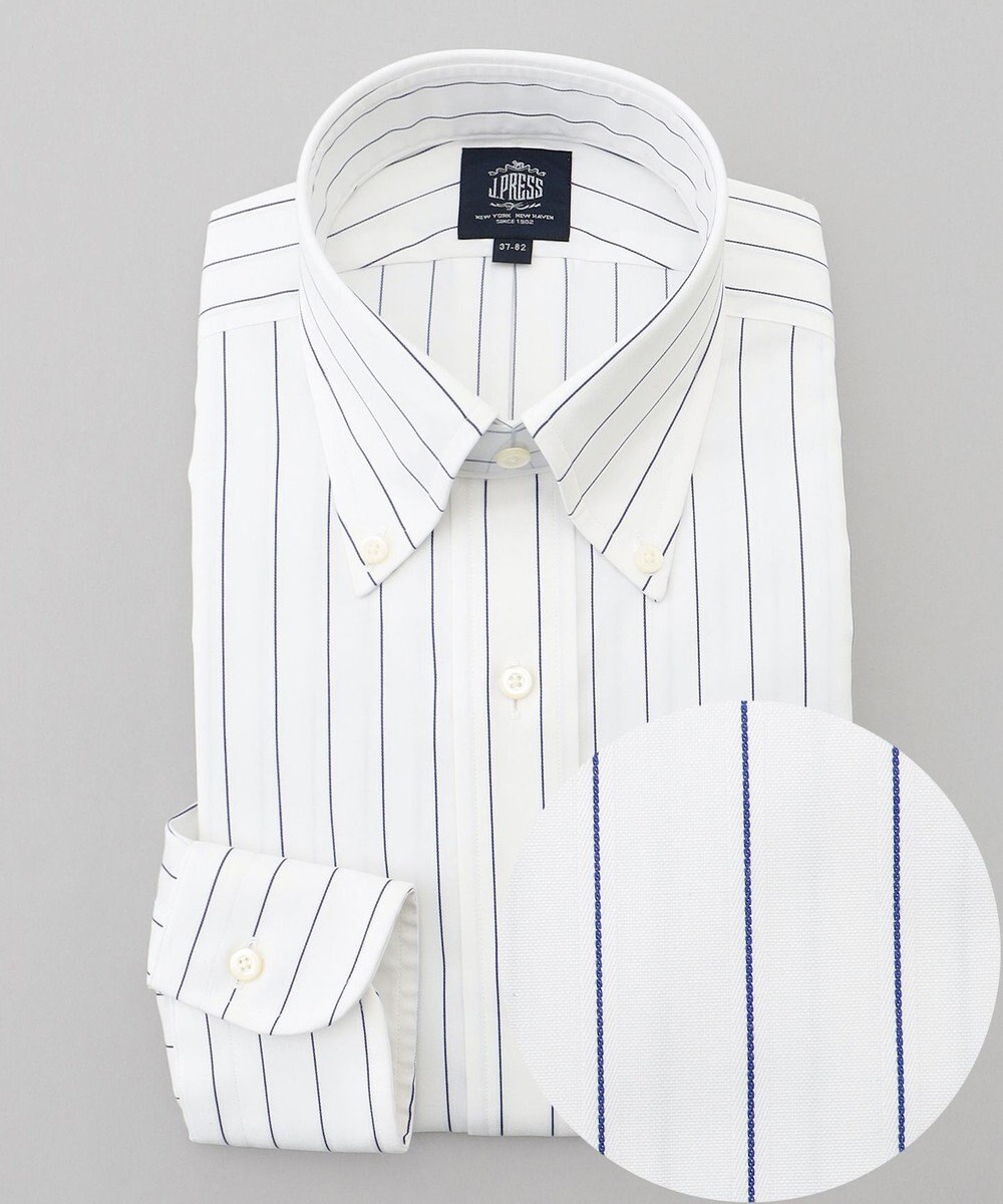 J.PRESS MEN 【PREMIUM PLEATS / 形態安定】スーピマコットンボールドストライプ ドレスシャツ / B.D. 