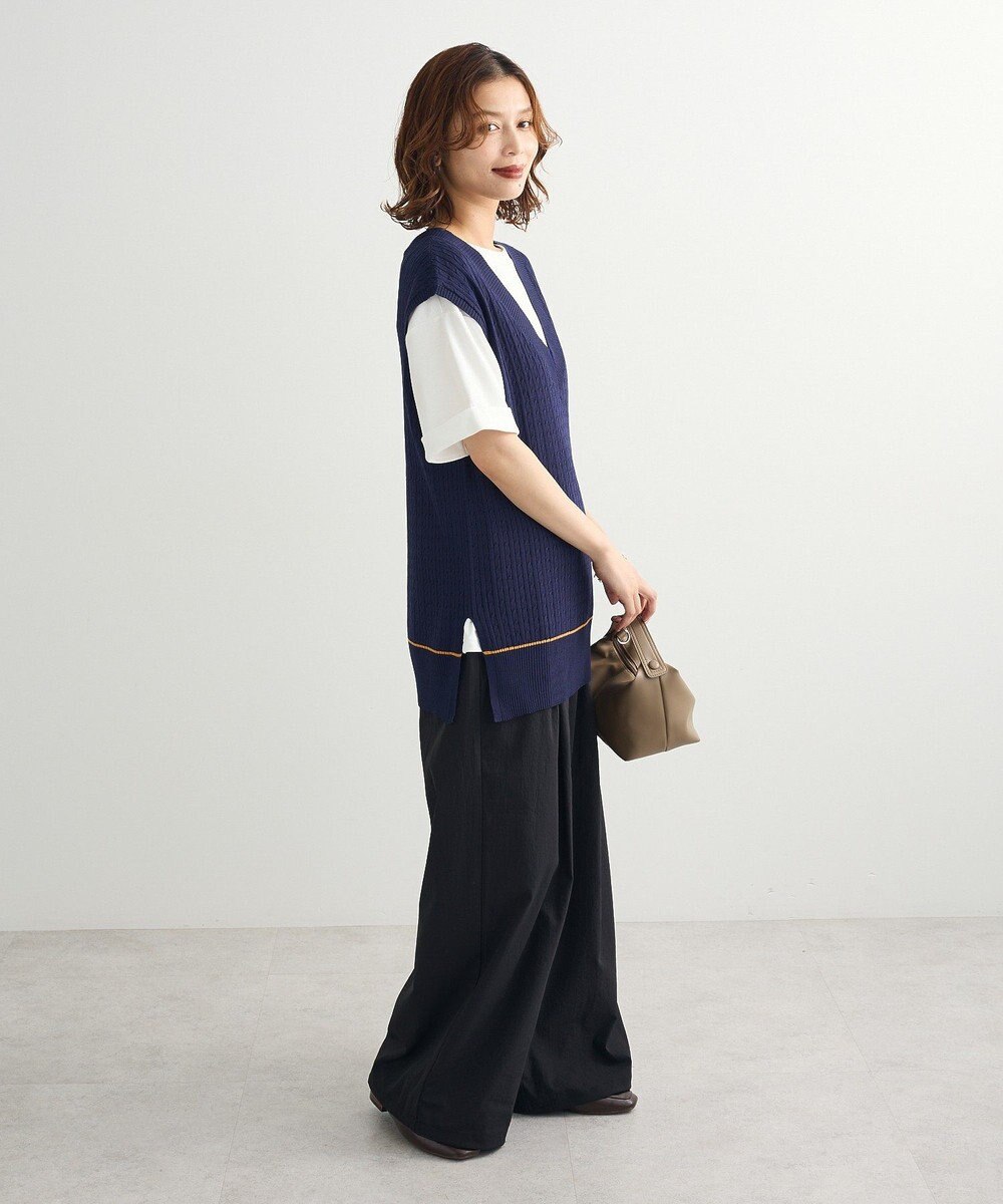 Green Parks 裾ラインケーブルニットベスト 