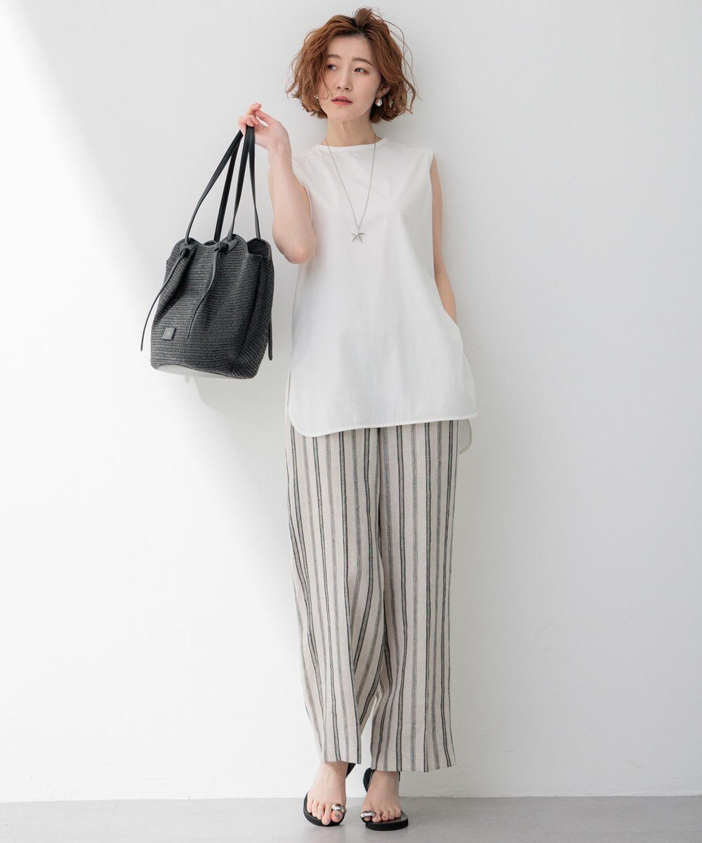 23区 L 【新色追加/洗える】コットンベアジャージー ノースリーブ Tシャツ 