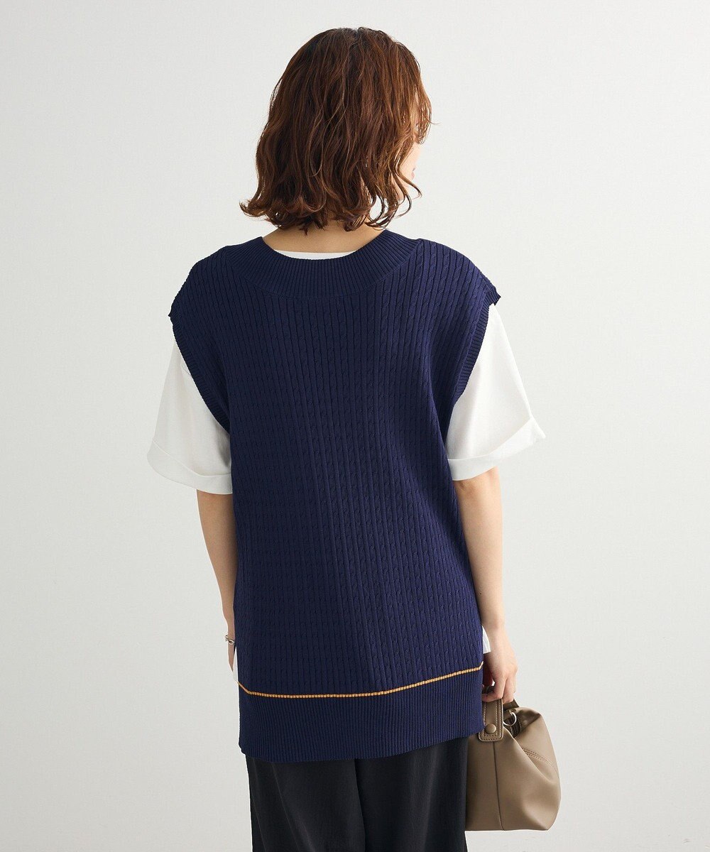 Green Parks 裾ラインケーブルニットベスト 