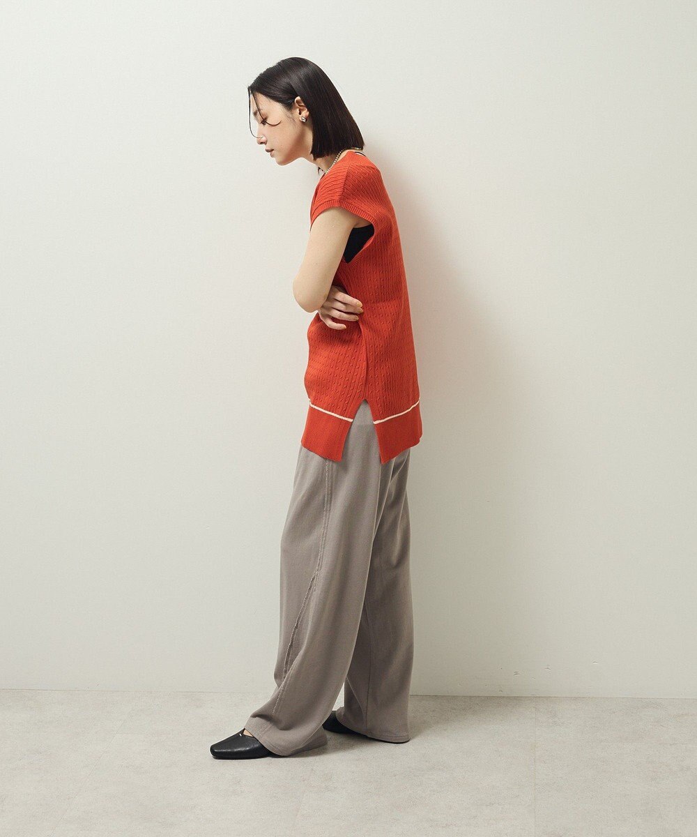 Green Parks 裾ラインケーブルニットベスト 