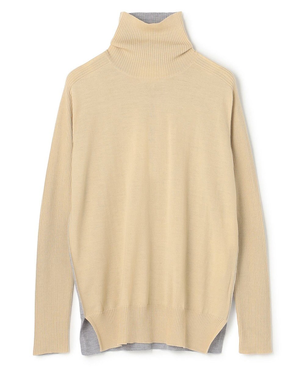 BEIGE， 【洗える・VERY NaVY12月号掲載】LA MONNAIE / バイカラーウールタートルニット 
