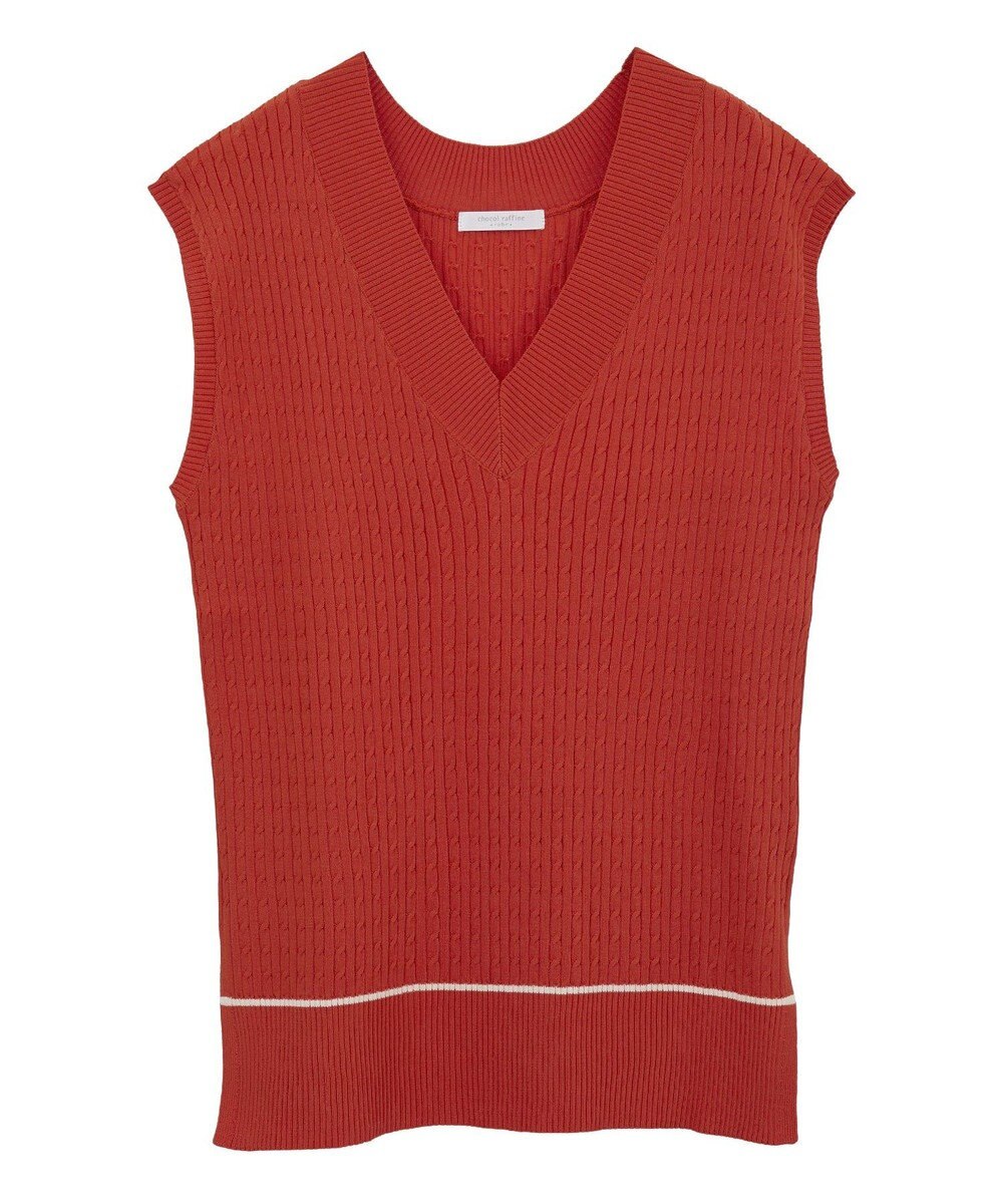 Green Parks 裾ラインケーブルニットベスト 