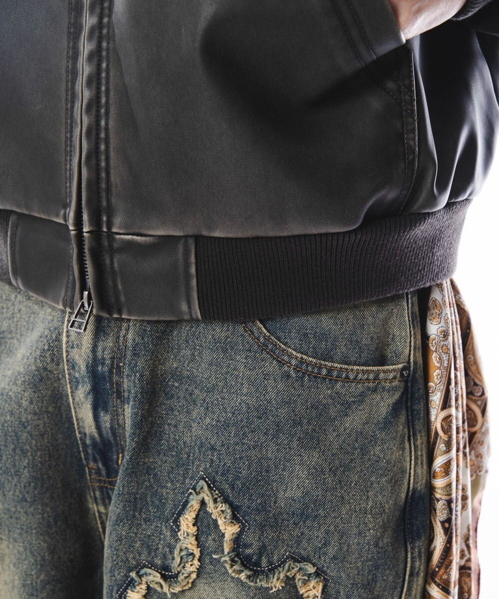 WEGO 【ユニセックス着用ITEM】PUフードブルゾン 