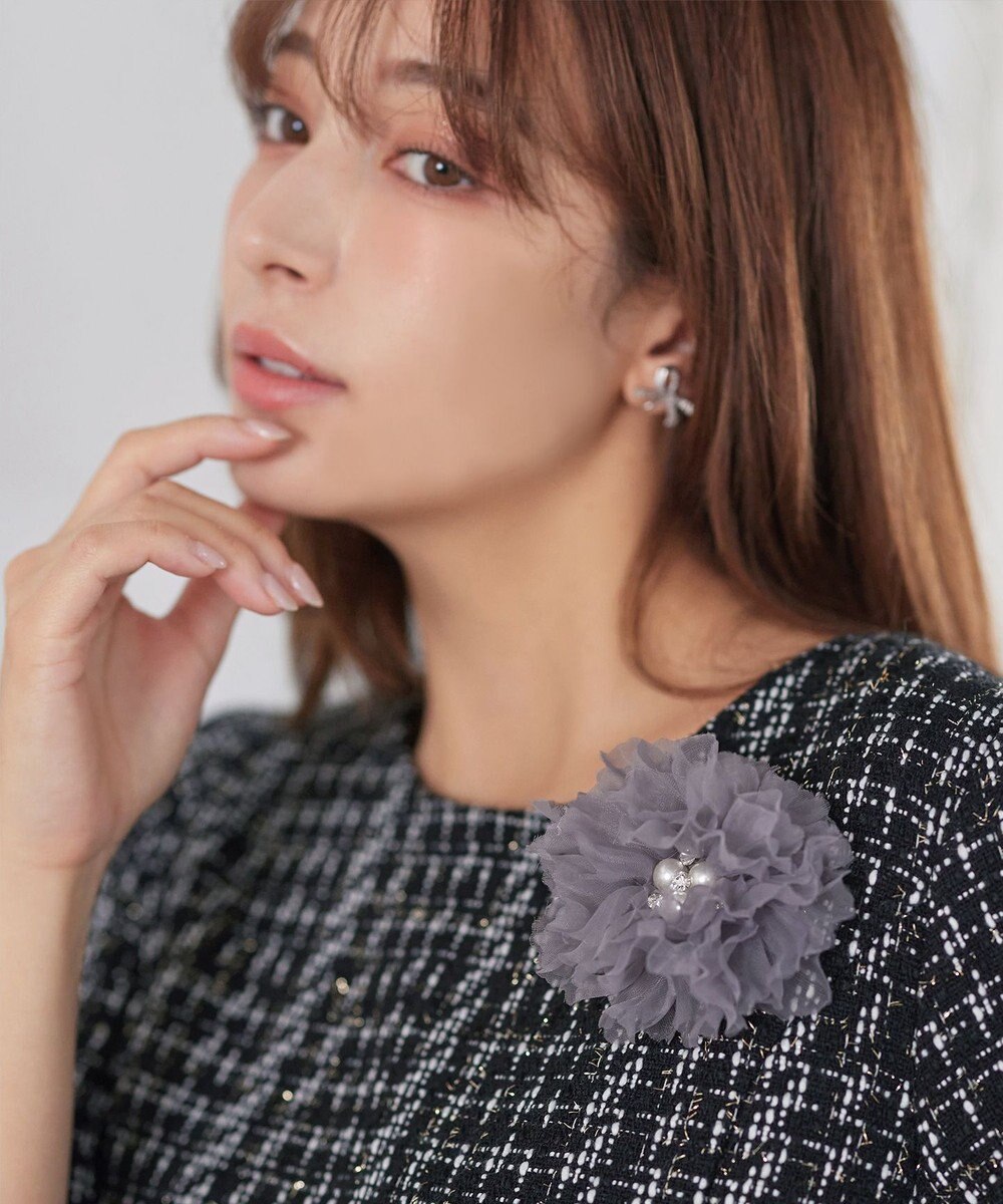 Tiaclasse チュールフラワーコサージュ 