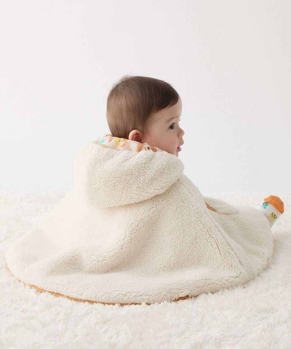 MIKI HOUSE HOT BISCUITS 裏ボアフリース リバーシブル総柄マントギフトセット【BOX付き】 