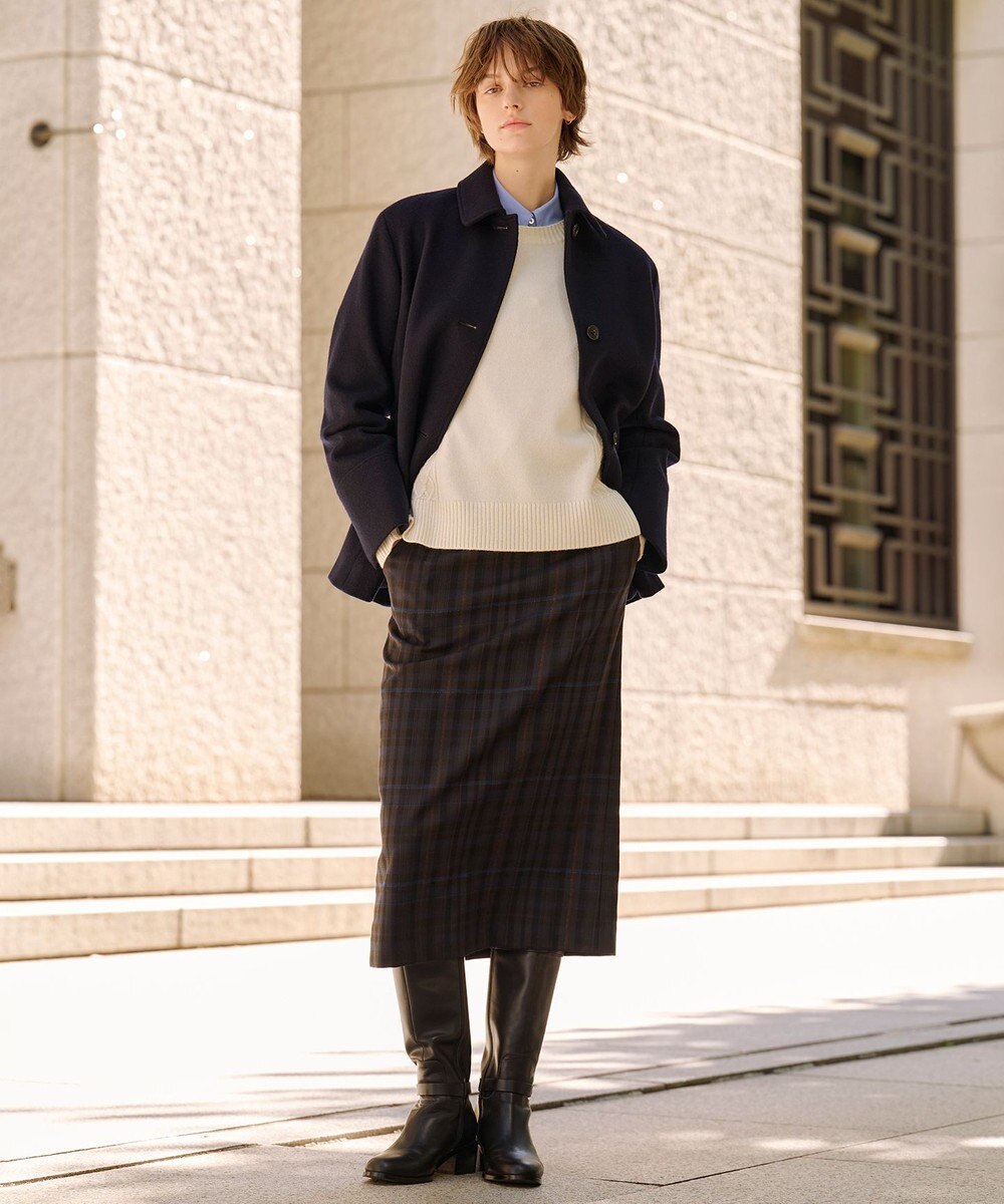 J.PRESS LADIES S milledタータンラメチェック ナロー スカート 