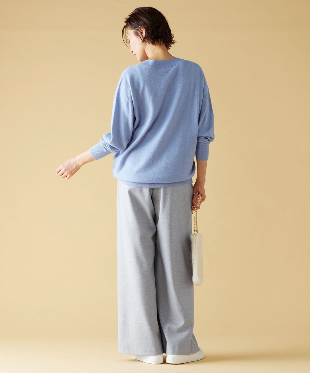 自由区 S 【洗える】ピュアカシミヤVネック ニット 