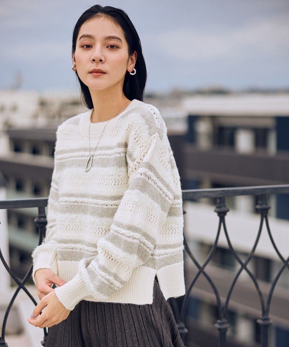 ANY パターンボーダーニット 