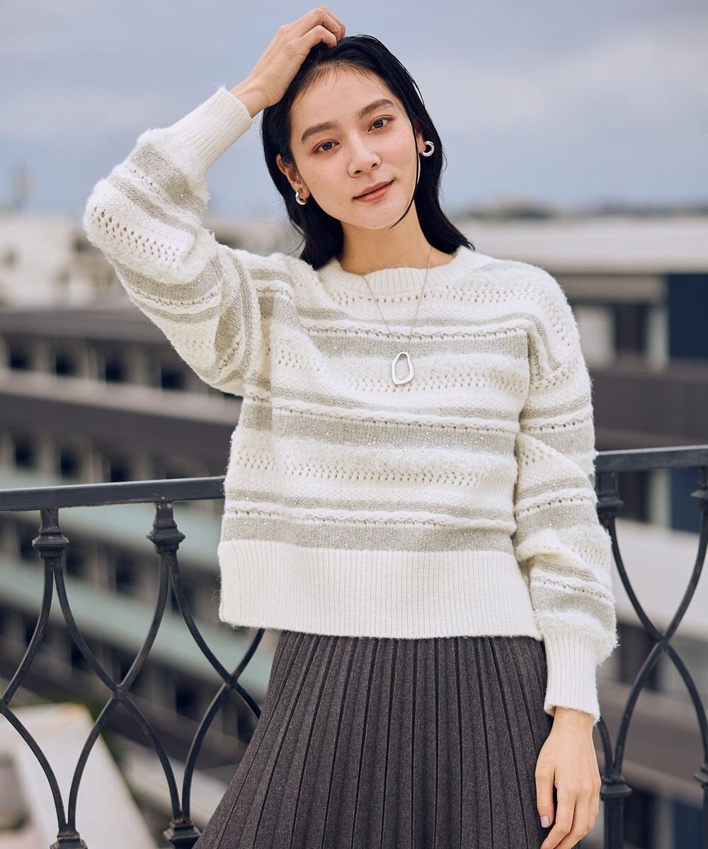 ANY パターンボーダーニット 