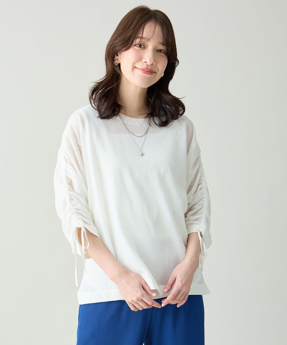 ANY L シアーシャーリングスリーブニット 