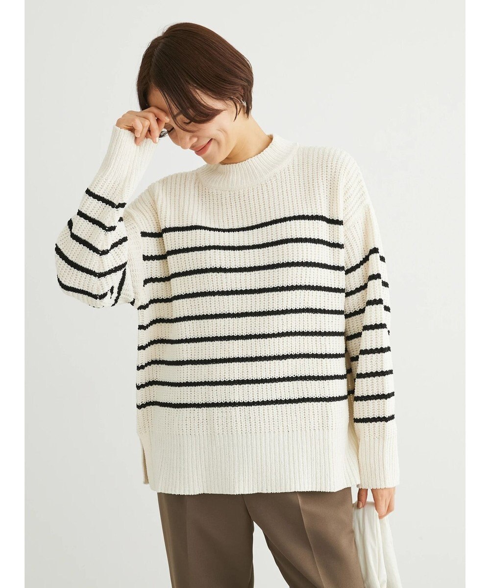 Green Parks ｍｏｋｏモール畦編みモックネックプルオーバー 