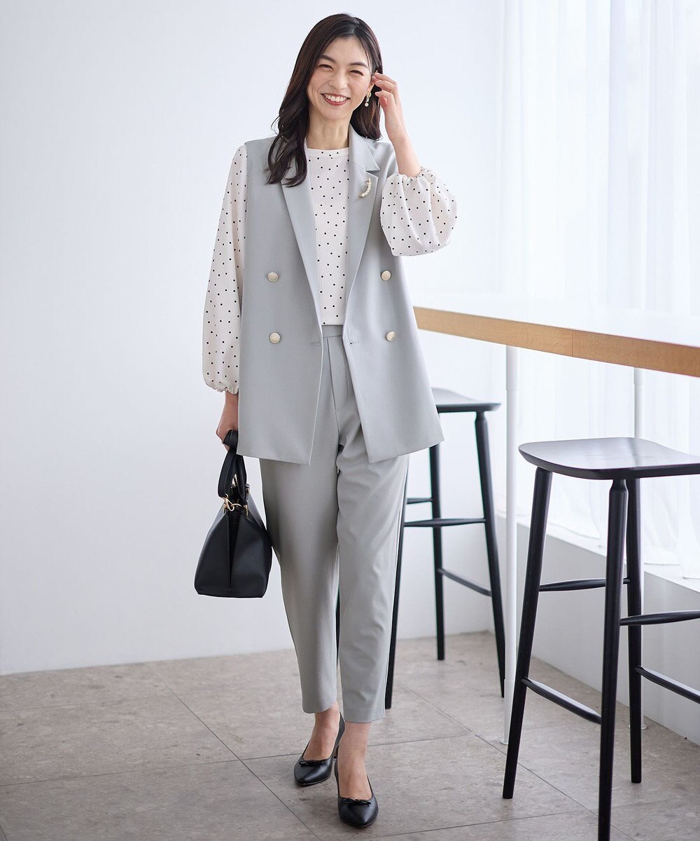 ANY イージーケアライトストレッチテーパードパンツ 