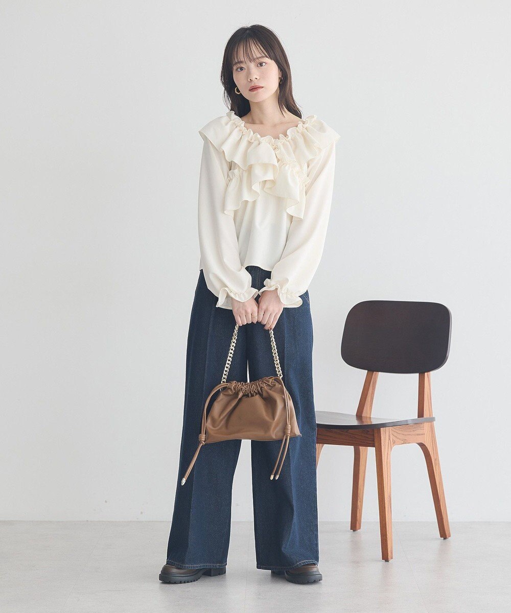 earth music&ecology フリルオフショルブラウス 